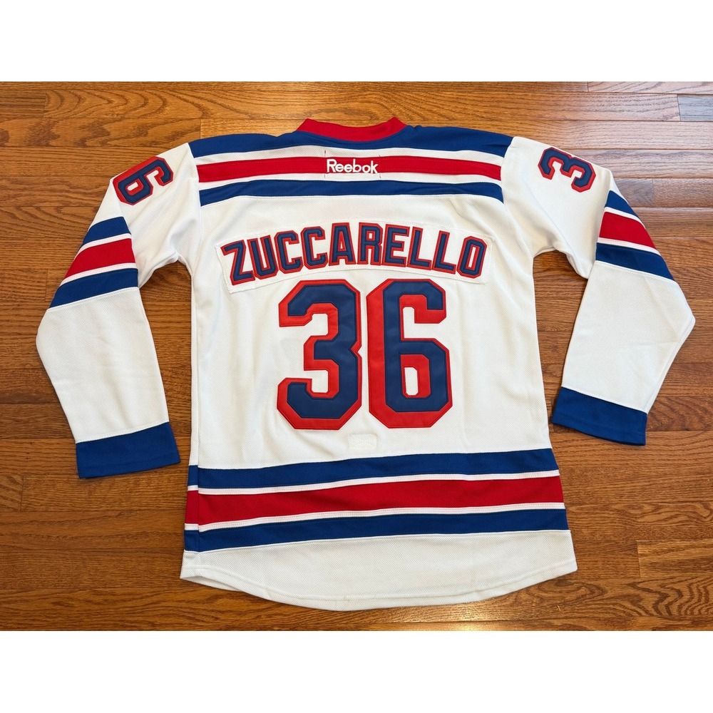 Vintage Reebok Mats Zuccarello New York Rangers Jersey Mens 50 Fight Strap White